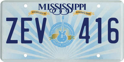 MS license plate ZEV416