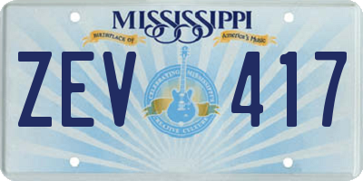 MS license plate ZEV417