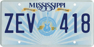 MS license plate ZEV418