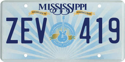 MS license plate ZEV419
