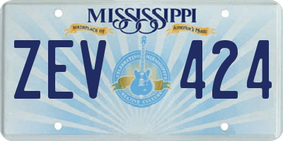 MS license plate ZEV424