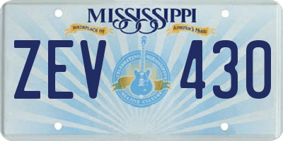 MS license plate ZEV430