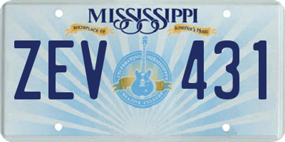 MS license plate ZEV431