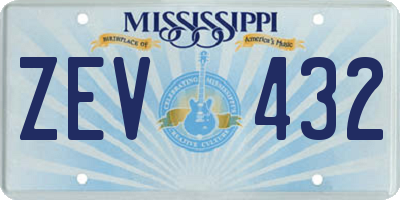 MS license plate ZEV432