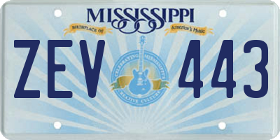 MS license plate ZEV443