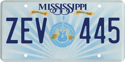 MS license plate ZEV445
