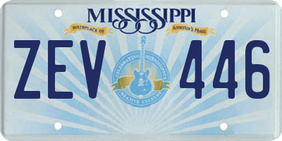 MS license plate ZEV446
