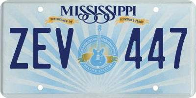 MS license plate ZEV447