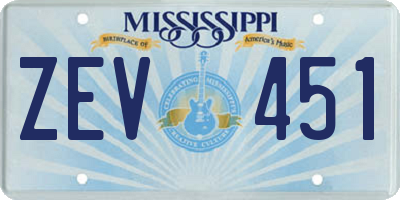 MS license plate ZEV451
