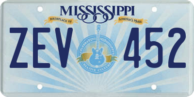 MS license plate ZEV452