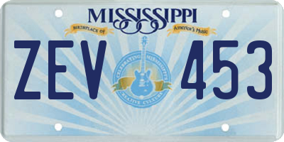 MS license plate ZEV453