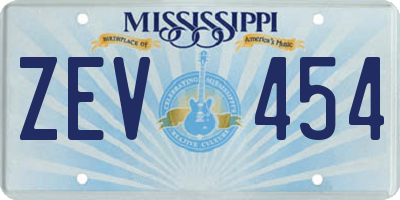 MS license plate ZEV454