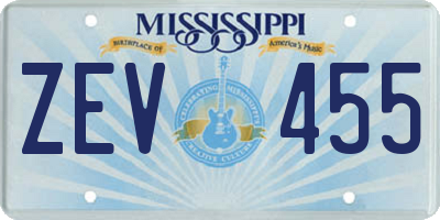 MS license plate ZEV455