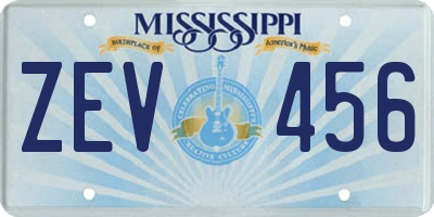 MS license plate ZEV456