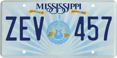 MS license plate ZEV457