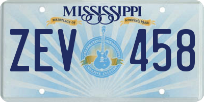 MS license plate ZEV458