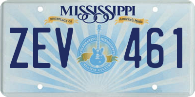 MS license plate ZEV461