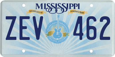 MS license plate ZEV462