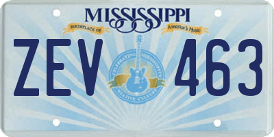 MS license plate ZEV463