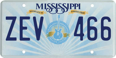 MS license plate ZEV466
