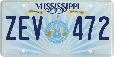 MS license plate ZEV472