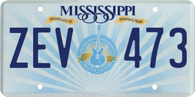MS license plate ZEV473
