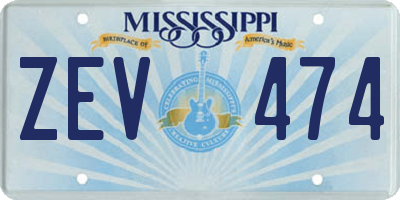 MS license plate ZEV474