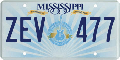 MS license plate ZEV477