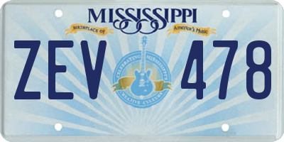 MS license plate ZEV478