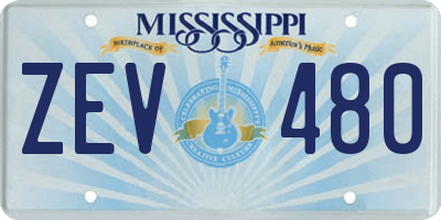 MS license plate ZEV480