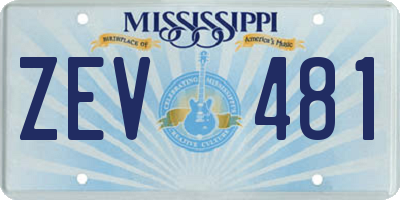 MS license plate ZEV481