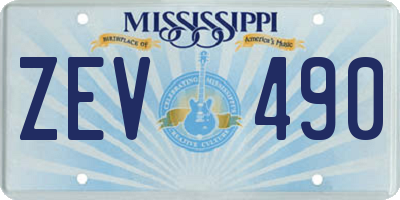 MS license plate ZEV490