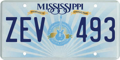 MS license plate ZEV493