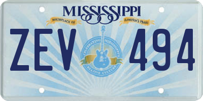 MS license plate ZEV494