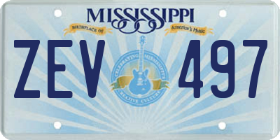 MS license plate ZEV497