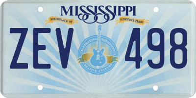 MS license plate ZEV498
