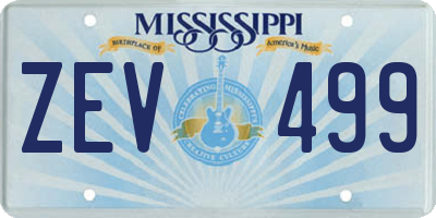 MS license plate ZEV499