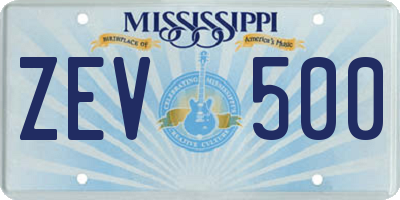 MS license plate ZEV500