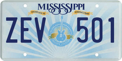 MS license plate ZEV501