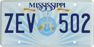 MS license plate ZEV502
