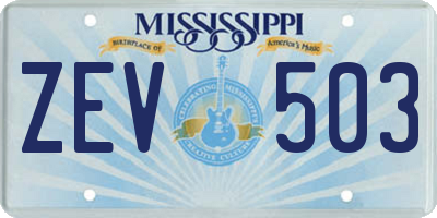 MS license plate ZEV503