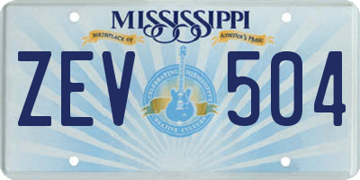 MS license plate ZEV504