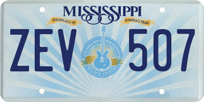 MS license plate ZEV507