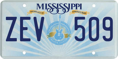 MS license plate ZEV509
