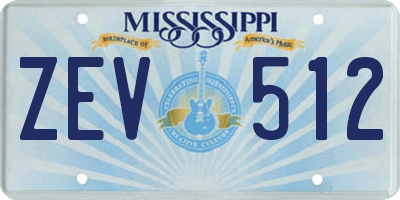 MS license plate ZEV512