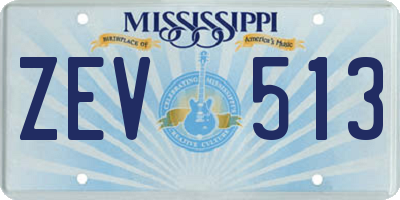 MS license plate ZEV513