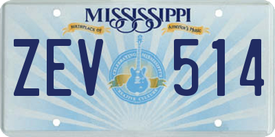 MS license plate ZEV514