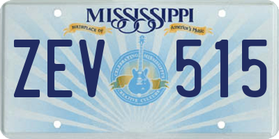 MS license plate ZEV515
