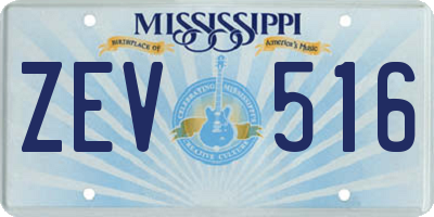 MS license plate ZEV516