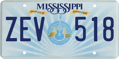 MS license plate ZEV518